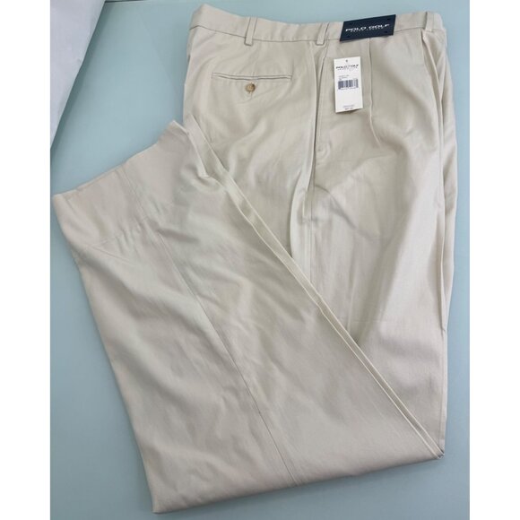 Polo Golf Ralph Lauren Unhemmed Pants Size 38 Chino Khaki Pleated Beige New NWT